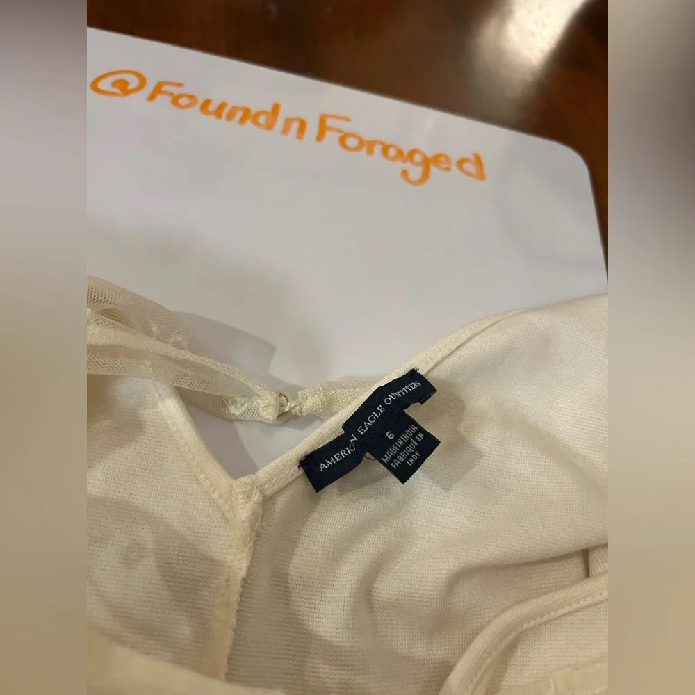 American Eagle Ivory Lace Overlay Dress– Size 6 | Embroidered | Boho Cottagecore - Picture 11 of 16